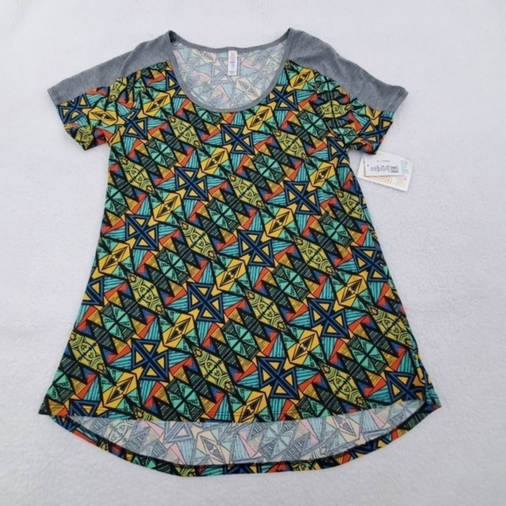 Lularoe Classic T S‎ Green Blue Tribal Orange Geome